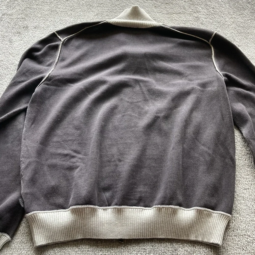 Hugo Boss Long Sleeve‎ Zip Up Brown Beige Sweater Jacket Size Medium